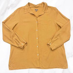 J.Jill Women's‎ Peach 100% Silk Button Up Long Sleeved Shirt, Size L